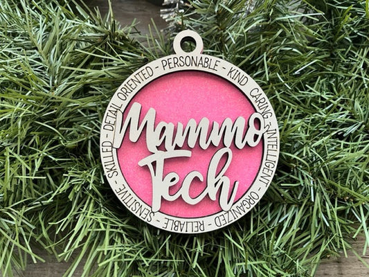 Mammo Tech Ornament/ Mammo Tech Gift/ Christmas Ornament/ Christmas Gift/ Occupational Ornament/ Career Gift/ Glitter Ornament