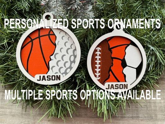 Personalized Sports Ornament/ Multi Sports Ornament/ Split Sport Ornaments/ Multiple Sports Ornament/ Sports Gift/ Many Sports Ball Options