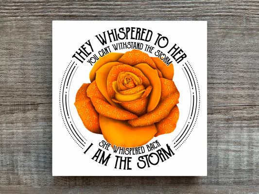 I Am The Storm Sign/ They Whispered To Her/ Cancer Awareness Plaque/ Cancer Awareness Sign/Choose Color/I Am The Storm Plaque/Awareness Gift
