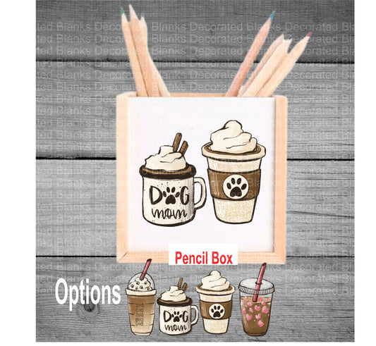 Dog Pencil Box/ Dog Coffee Pencil Box/  Interchangeable Pencil Box/ Personalized Pencil Box/ Wood Pencil Box/ Dog Mom Gift/ Desk Gift