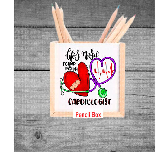 Cardiologist Pencil Box/ Cardiologist Gift/ Interchangeable Pencil Box/ Wood Pencil Box/ Desk Gift/ Gift for Cardiologist
