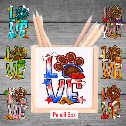 Dog Pencil Box/ Seasonal Dog Pencil Box/ Interchangeable Pencil Box/ Personalized Pencil Box/ Wood Pencil Box/ Wood Pencil Box/ Desk Gift