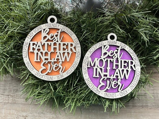 Best Father In Law Ever Ornament/ Best Mother In Law Ever Ornament/ Father In Law Gift/ Mother In Law Gift/ Family Ornament