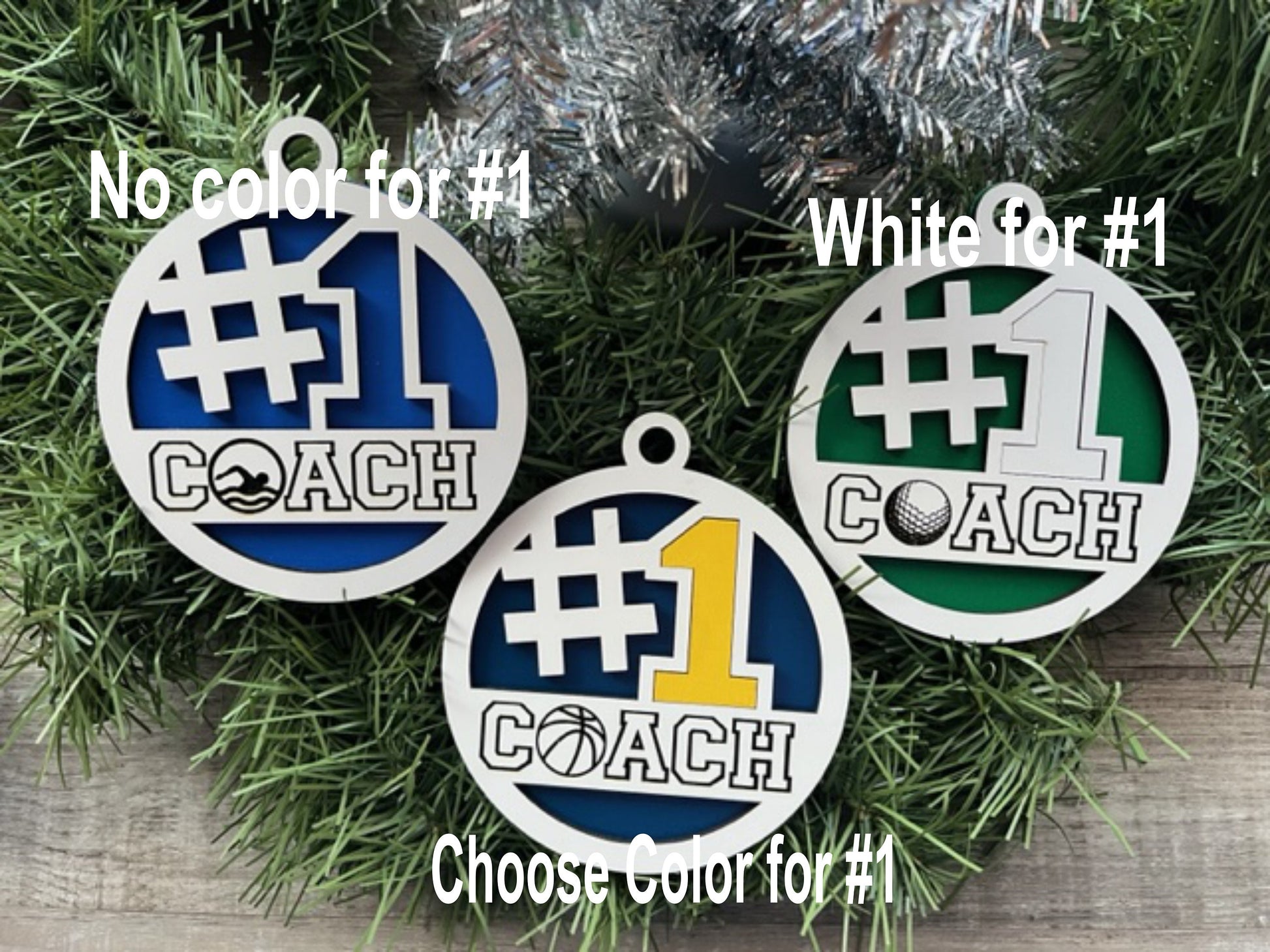 Cheer Coach Ornament/ #1 Coach Ornament/ Cheer Megaphone/ Christmas Ornaments/ Sports Ornaments/ Choose Colors/ Coach Gift/ Gift for Coach