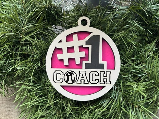 Ballet Coach Ornament/ #1 Coach Ornament/ Sports Coach/ Christmas Ornaments/ Sports Ornaments/ Choose Colors/ Coach Gift/ Gift for Coach