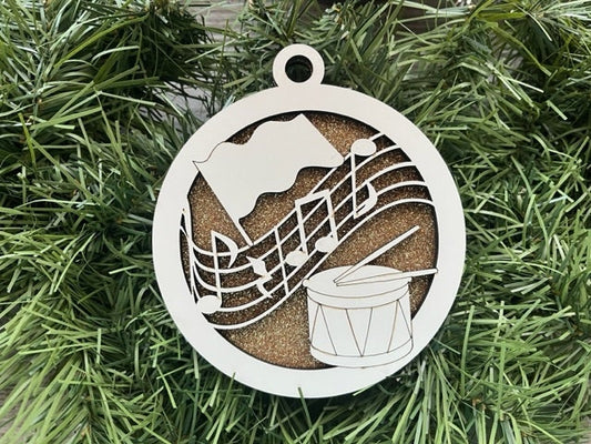 Band Ornament/ Drum Ornament/ Christmas Ornaments/ Band Ornaments/ Band Gift/ Glitter or Standard Backer/ Available Personalized