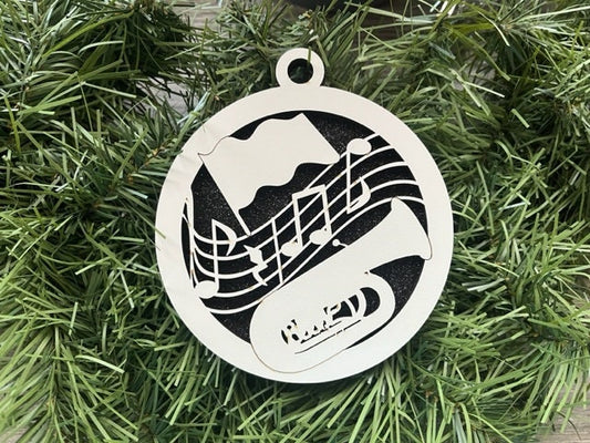 Band Ornament/ Tuba Ornament/ Christmas Ornaments/ Band Ornaments/ Band Gift/ Glitter or Standard Backer/ Available Personalized