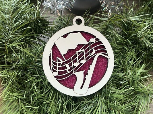 Band Ornament/ Saxophone Ornament/ Christmas Ornaments/ Band Ornaments/ Band Gift/ Glitter or Standard Backer/ Available Personalized