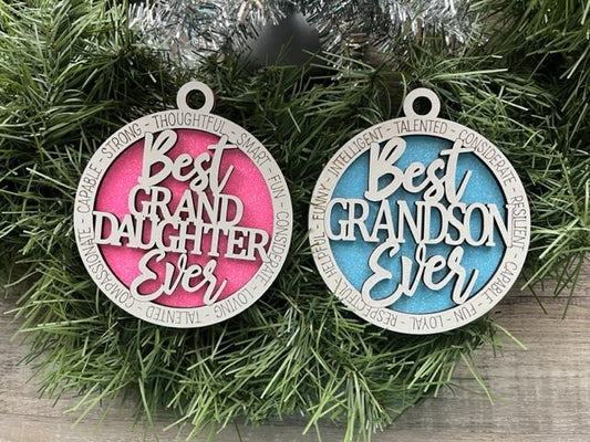 Best Granddaughter Ever Ornament/ Best Grandson Ever Ornament/ Granddaughter Gift/ Grandson Gift/ Christmas Ornament/ Family Ornament