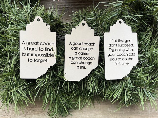 Track Coach Ornament/ Clipboard Coach Ornament/ Personalized Coach Ornament/ Sports Coach/ Sports Ornaments/ Coach Gift/ Saying Options