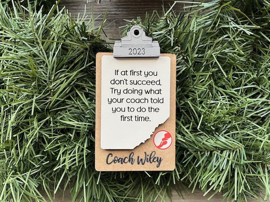 Track Coach Ornament/ Clipboard Coach Ornament/ Personalized Coach Ornament/ Sports Coach/ Sports Ornaments/ Coach Gift/ Saying Options