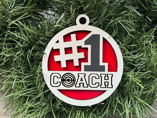 Archery Coach Ornament/ #1 Coach Ornament/ Sports Coach/ Christmas Ornaments/ Sports Ornaments/ Choose Colors/ Coach Gift/ Gift for Coach