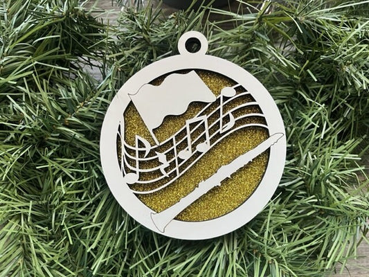 Band Ornament/ Clarinet Ornament/ Christmas Ornaments/ Band Ornaments/ Band Gift/ Glitter or Standard Backer/ Available Personalized