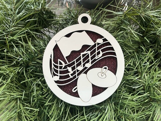 Band Ornament/ Cymbals Ornament/ Christmas Ornaments/ Band Ornaments/ Band Gift/ Glitter or Standard Backer/ Available Personalized