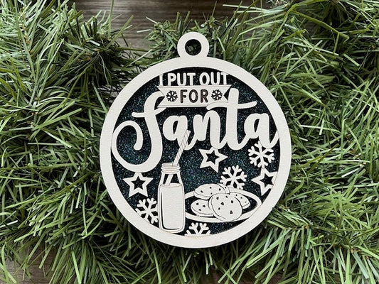I Put Out For Santa/ Naughty Ornament/ Naughty But Nice Ornament/Funny Christmas Ornament/ Humorous Ornament/ Glitter Ornament/Color Options