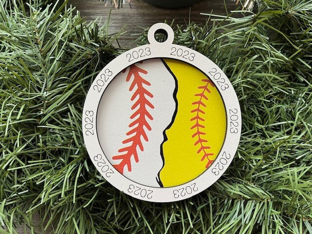 Multi Sport Ornament/ Baseball Softball Ornament/ Multiple Sports Ornament/ Split Sport Ornaments/ Sports Gift/Blank or with 2023