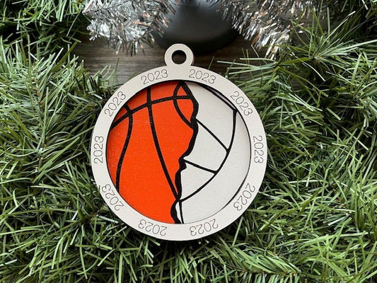Multi Sport Ornament/ Basketball Volleyball Ornament/ Multiple Sports Ornament/ Split Sport Ornaments/ Sports Gift/Blank or with 2023
