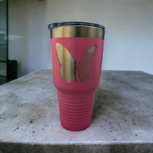 Butterfly Awareness Tumbler/ Support Admire Honor/ Awareness Tumbler/ Cancer Tumbler/ Engraved Tumbler/ Double Sided Design/ 30 oz Tumbler