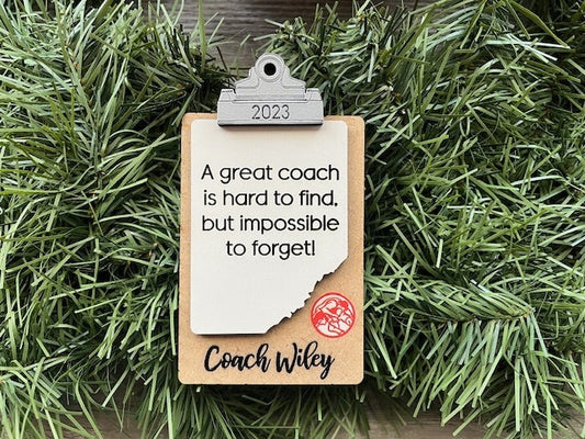 Wrestling Coach Ornament/ Clipboard Coach Ornament/ Personalized Coach Ornament/ Sports Coach/ Sports Ornaments/ Coach Gift/ Saying Options