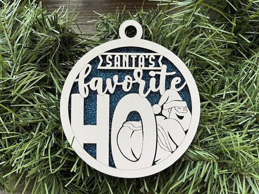 Santa's Favorite Ho/ Naughty Ornament/ Naughty But Nice Ornament/Funny Christmas Ornament/ Humorous Ornament/ Glitter Ornament/ Color Option