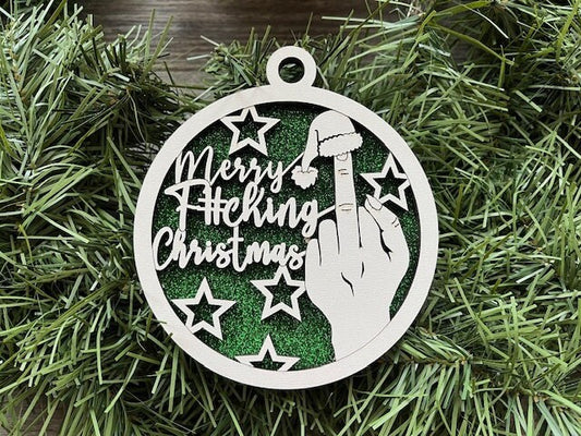 Merry F#cking Christmas Ornament/ Naughty Ornament/ Naughty But Nice Ornament/Funny Christmas Ornament/ Humorous Ornament/ Glitter Ornament