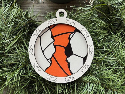 Multi Sport Ornament/ Volleyball Basketball Soccer Ornament/ Multiple Sports Ornament/ Split Sport Ornaments/ Sports Gift/Blank or with 2023