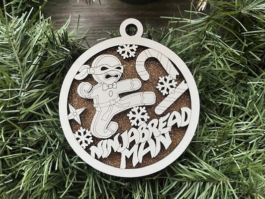 Gingerbread Ornament/ Ninjabread Man Ornament/ Karate Ornament/ Funny Christmas Ornament/ Funny Gingerbread Ornament/ Humorous Ornament