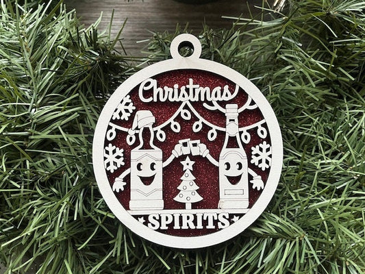 Funny Drink Ornament/ Christmas Spirits Ornament/ Funny Christmas Ornament/ Humorous Ornament/ Glitter Ornament
