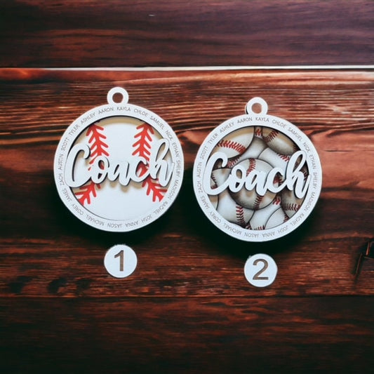 Personalized Baseball Coach Ornament/ Coach Ornament/ Baseball Ornament/ Team Ornament/ Add Up To 20 Names To Ornament/ Sports Coach