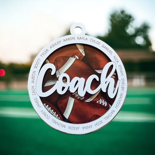 Personalized Football Coach Ornament/ Coach Ornament/ Football Ornament/ Team Ornament/ Add Up To 20 Names To Ornament/ Sports Coach
