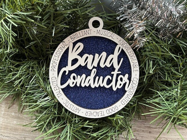 Band Ornament/ Band Conductor Ornament/ Band Gift/ Christmas Ornament/ Christmas Gift/ Gift for Band Conductor/ Glitter Ornament