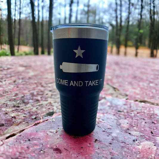 Patriotic Tumbler/ Come and Take It/ Patriotic Gift/ Engraved Tumbler/ Double Sided Design/ 30 oz Tumbler