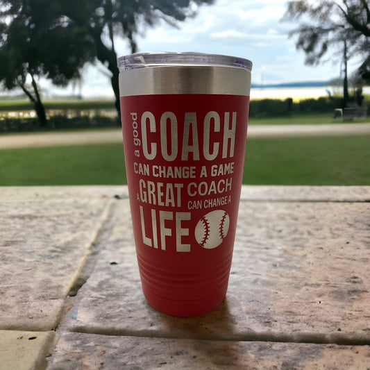 Softball Coach Tumbler/ A Good Coach Can Change A Game/ Softball Coach/ Engraved Both Sides/ Available Personalized/ Coach Tumbler/ 20 oz