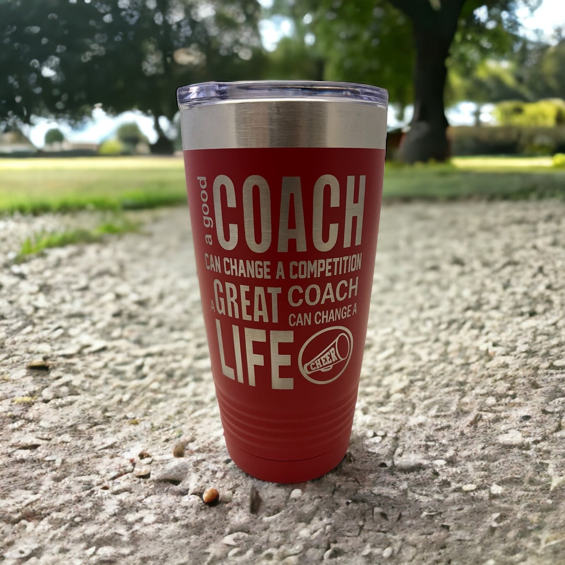 Cheer Coach Tumbler/ A Good Coach Can Change A Competition/ Cheer Coach/ Engraved Both Sides/ Available Personalized/ Coach Tumbler/ 20 oz
