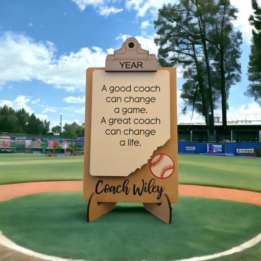 Baseball Coach Sign/ Clipboard Coach Sign/ Baseball Desk Gift/ Personalized Coach Sign/ Sports Coach/ Coach Gift/ Saying Options