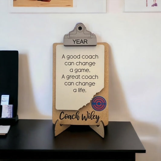 Archery Coach Sign/ Clipboard Coach Sign/ Archery Desk Gift/ Personalized Coach Sign/ Sports Coach/ Coach Gift/ Saying Options